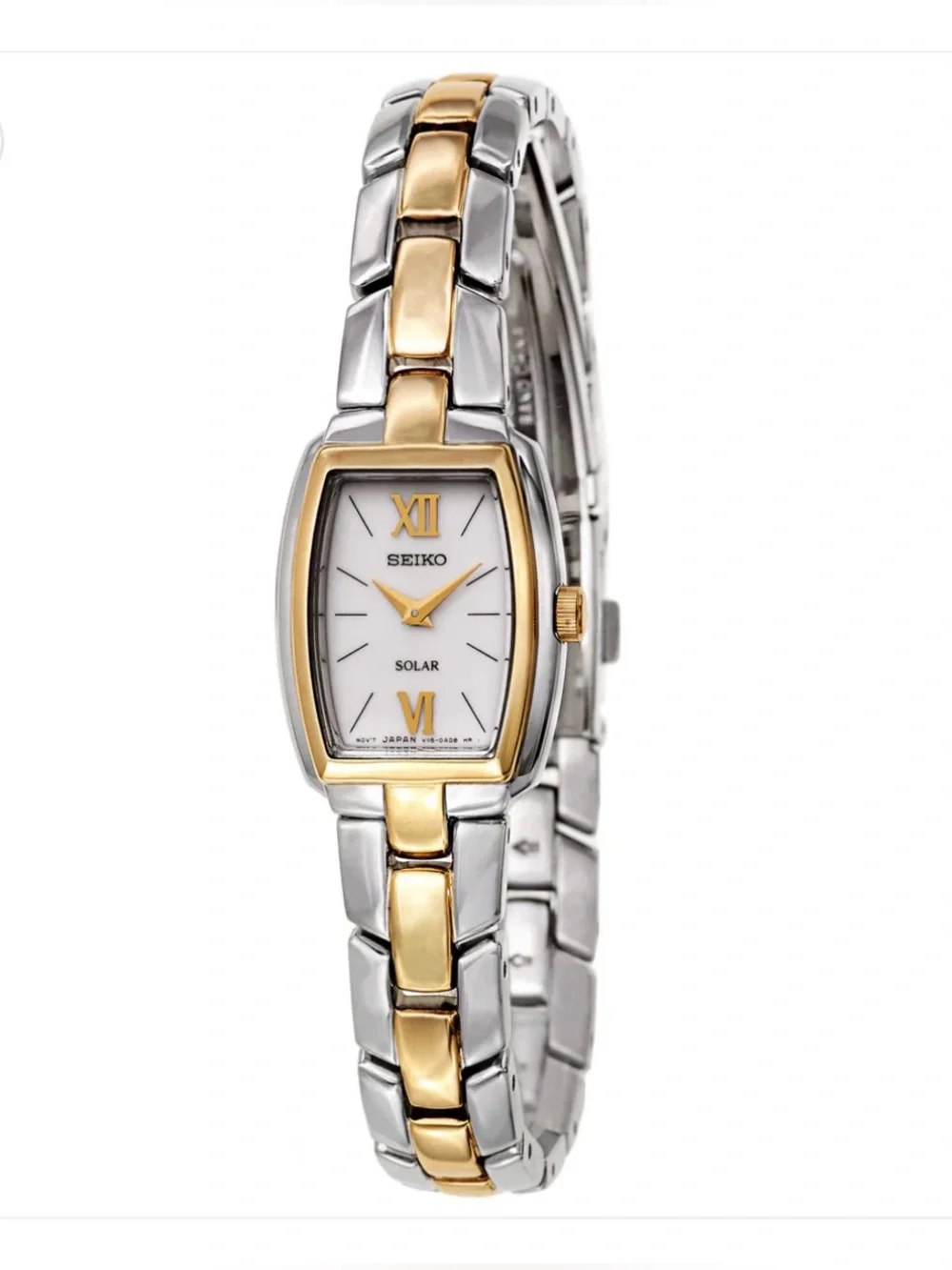 Seiko Women's Solar White Dial Two Tone Watch SUP070